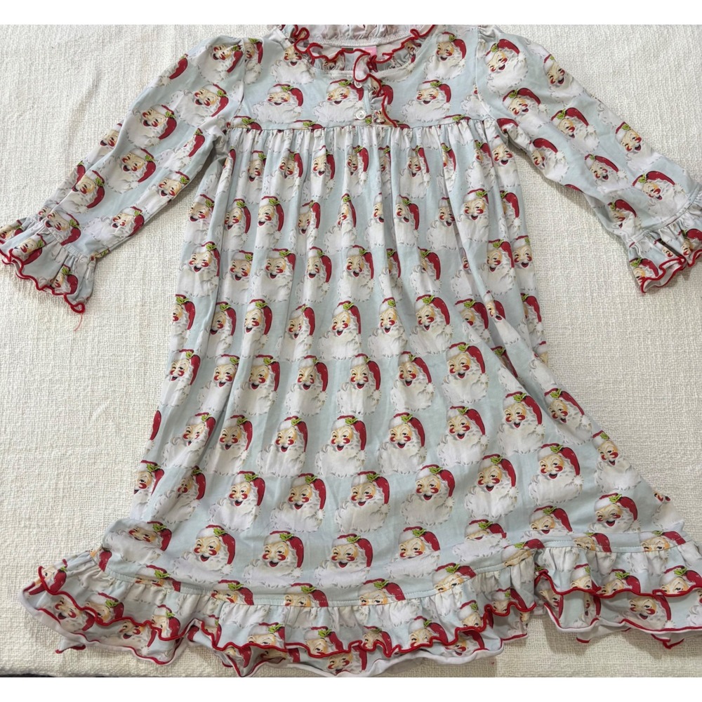 Banana Split Kids Girls Vintage Santa Claus Christmas Nightgown Blue Red Size 6